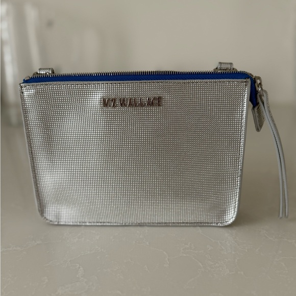 EUC MZ Wallace Silver Metallic Crossbody Bag - Picture 3 of 4